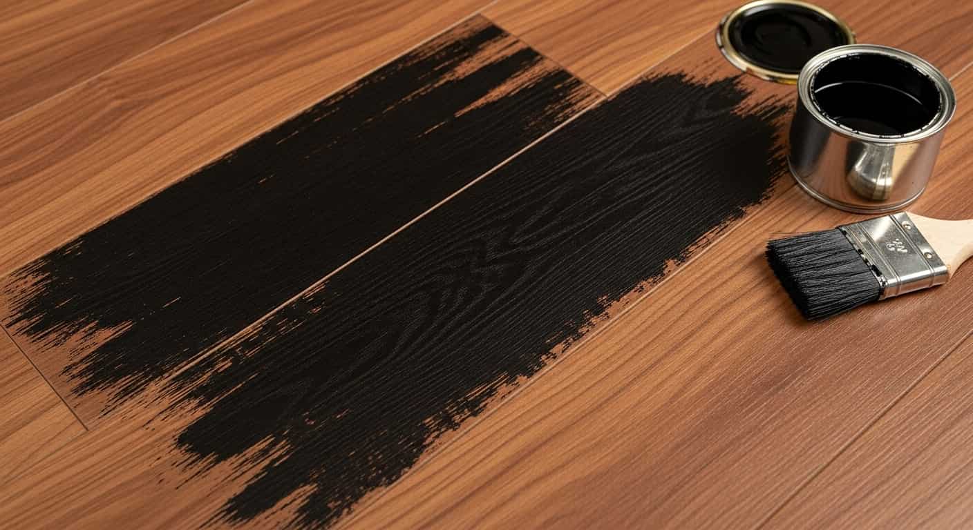 brown laminate flooring into black