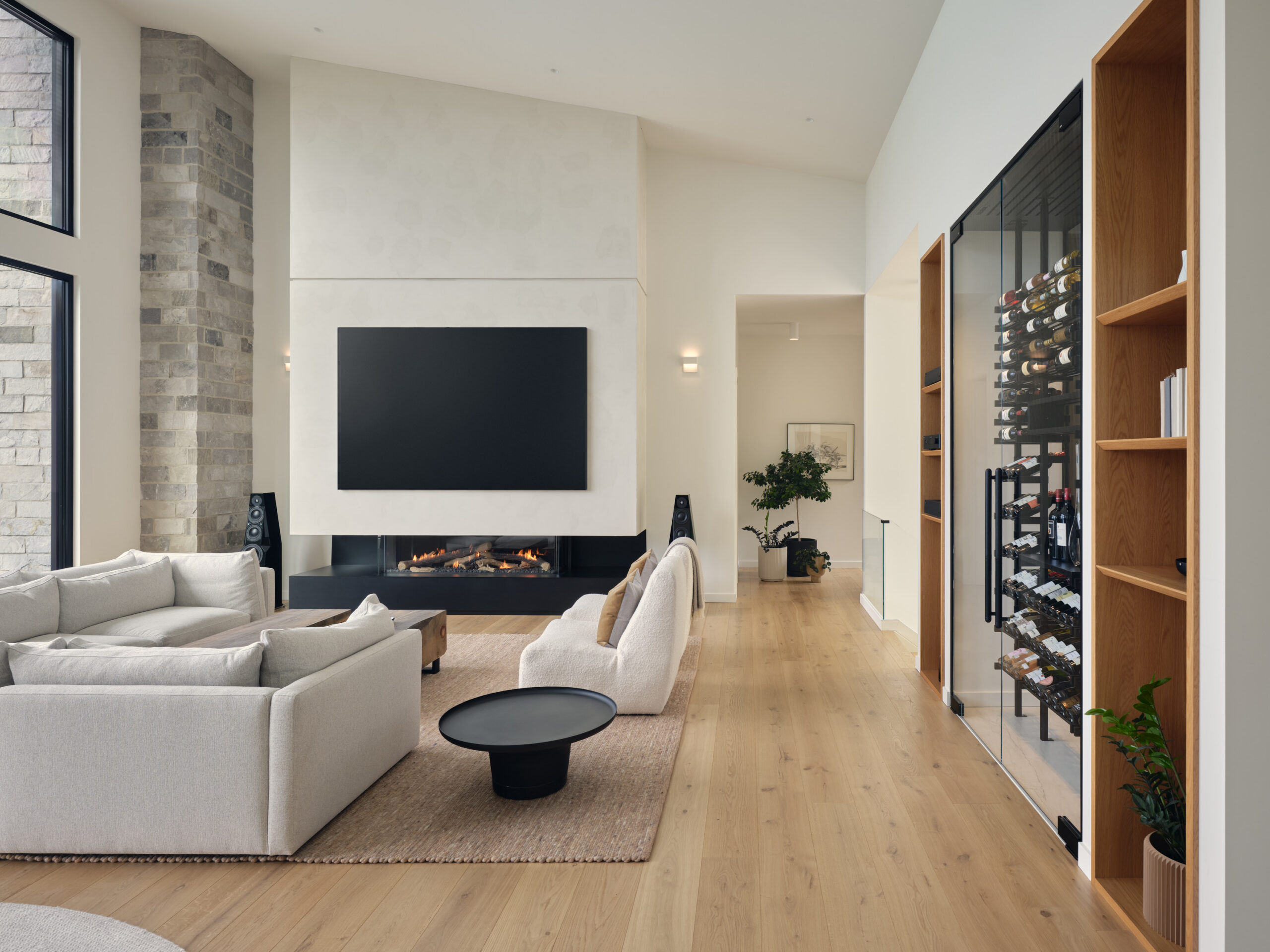 European white oak flooring in a chevron pattern
